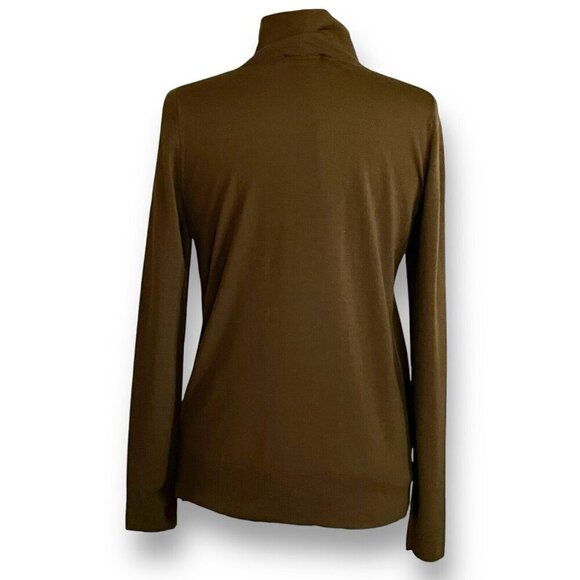 Lafayette 148 Womens Sweater Sz Medium Olive Green Mock Neck Wool Quiet Luxury - Picture 5 of 6